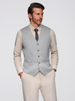 Men's jacquard suit vest without lapels - light grey V1 OM-BLZV-0106