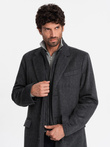 Unbuttoned men's wool blend coat - graphite V2 OM-COWC-0121
