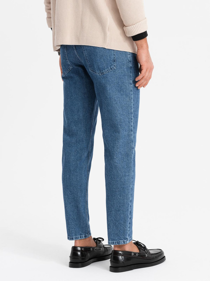 Marmurkowe spodnie męskie jeansowe CARROT FIT – ciemnoniebieskie V2 OM-PADP-0225