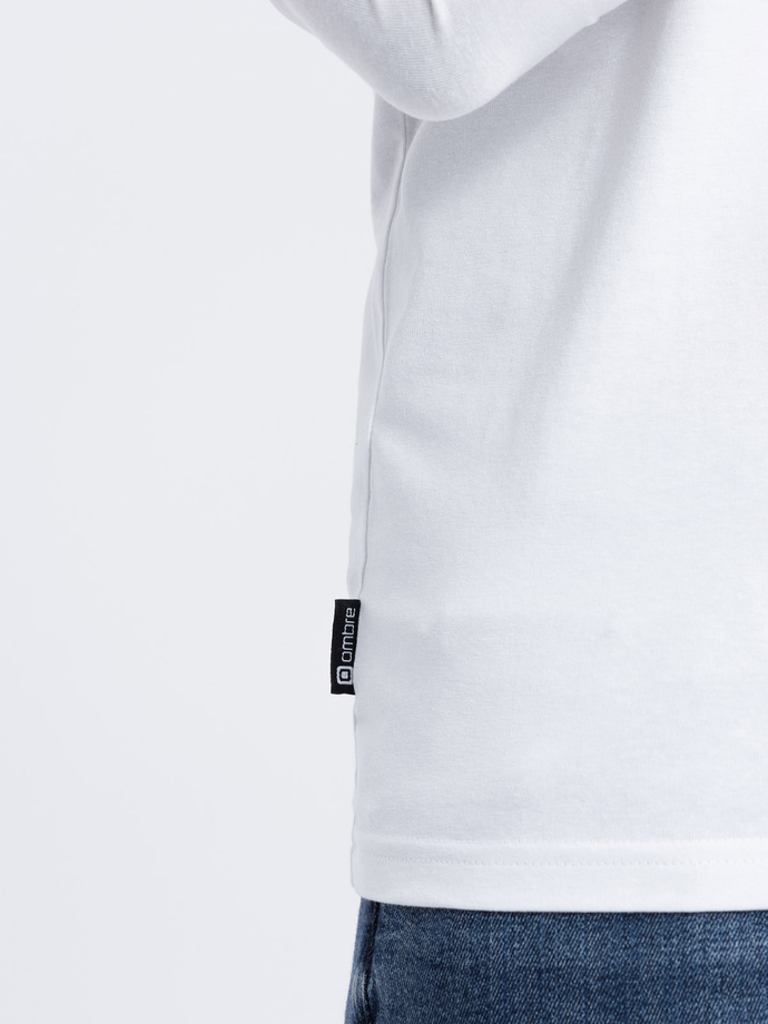 Men's signature elastane longsleeve with crew neckline - white V1 OM-LSCL-0110
