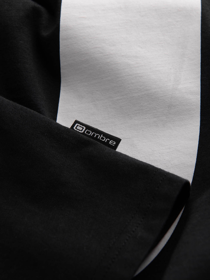 Men's printed cotton t-shirt - black V3 OM-TSPT-0166