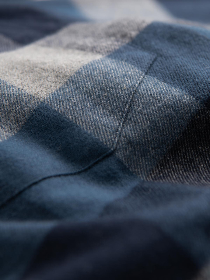 Koszula męska flanelowa w kratę - niebieska V4 OM-SHCS-0150
