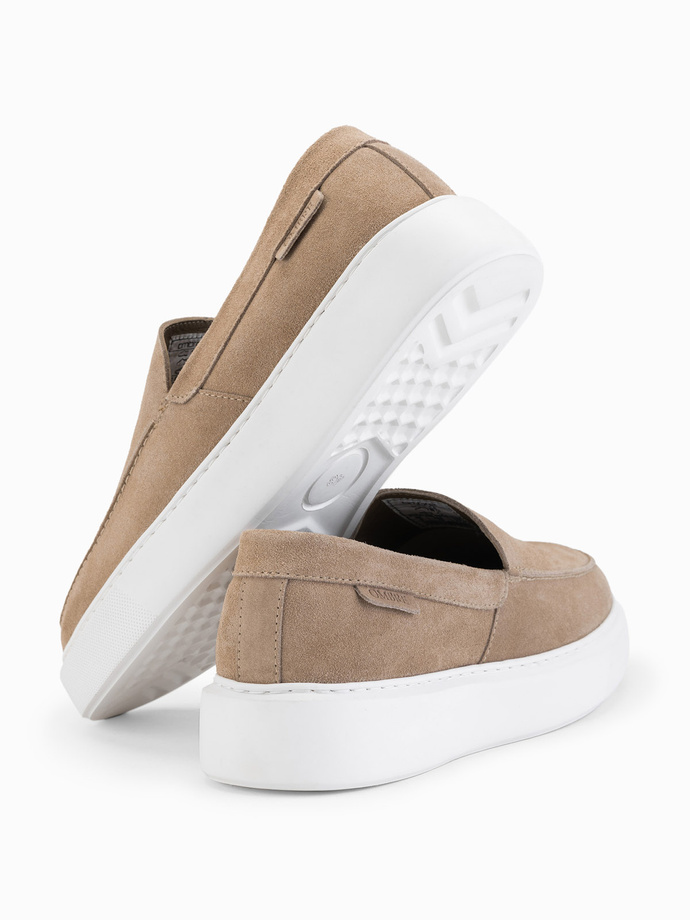 Men's slip on half shoes on thick sole - light brown V3 OM-FOCS-0152