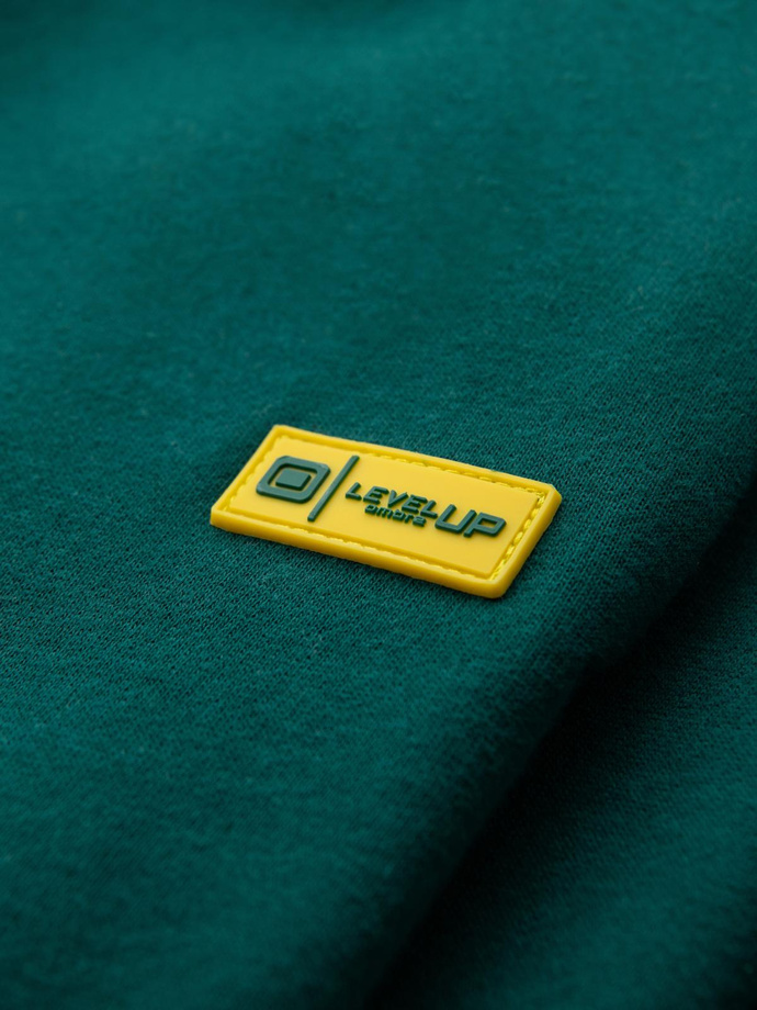 Klasyczne dresowe spodnie unisex ze ściągaczami – ciemnozielone V17 OU-PSBC-0100