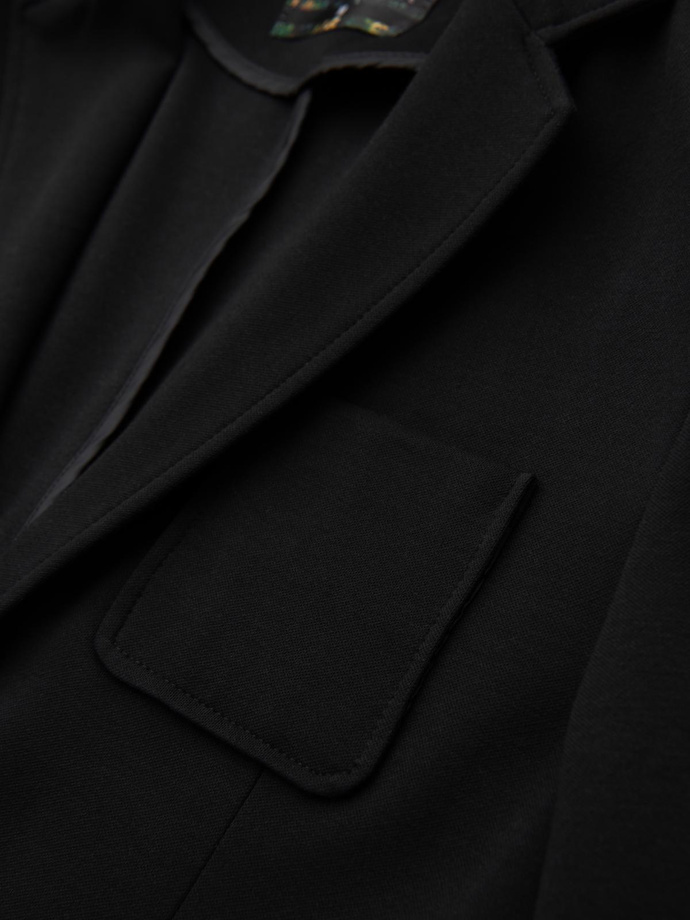 Marynarka męska SLIM z dzianiny o subtelnej strukturze – czarna V2 OM-BLZB-0101