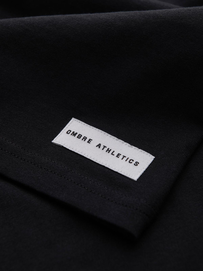 Męski bawełniany t-shirt z nadrukiem w stylu college – czarny V2 OM-TSPT-0137