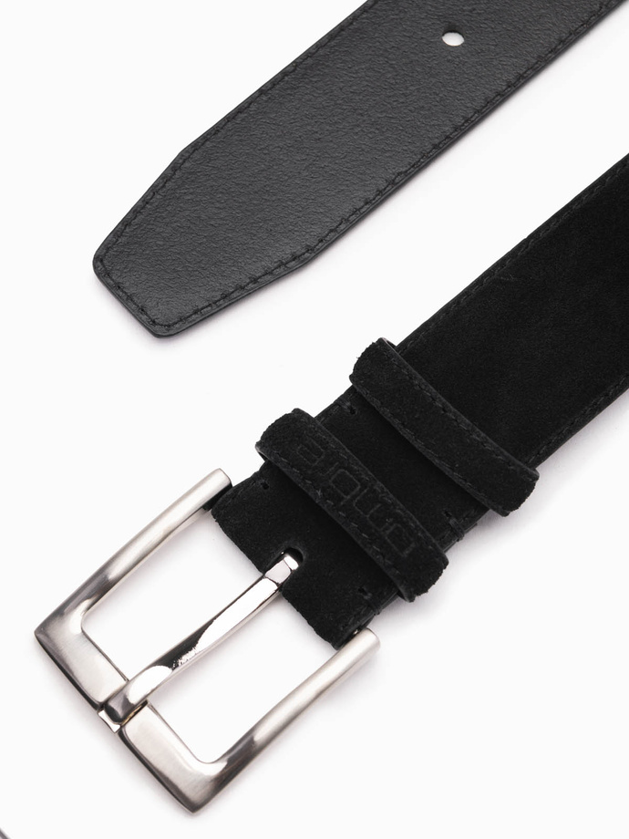 One-color men's natural suede belt - black V1 OU-ACBE-0112