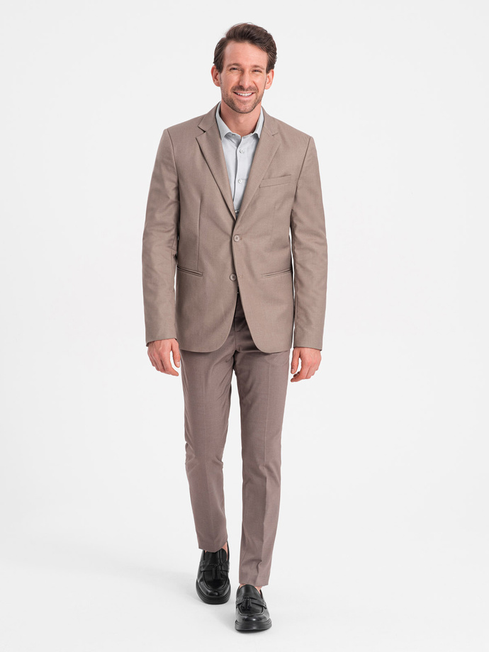 Men's classic blazer with pillowcase pocket - beige V3 OM-BLZB-0115