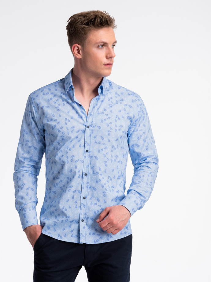 Men's shirt with long sleeves - light blue/blue K500