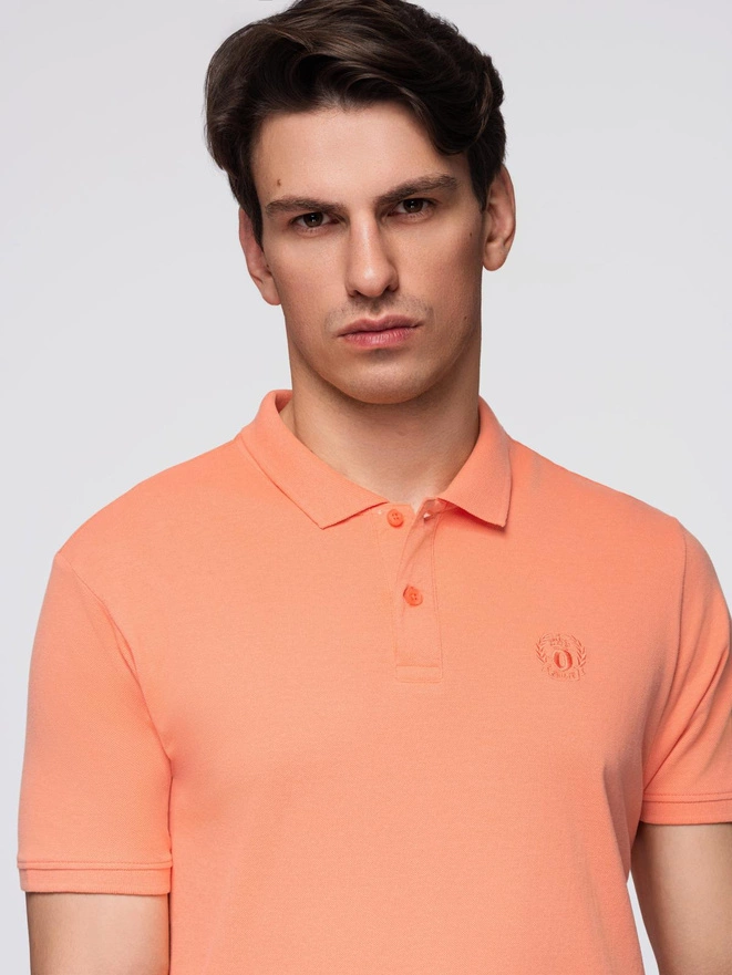 Men's BASIC single color pique knit polo shirt - peach V19 OM-POBS-0100