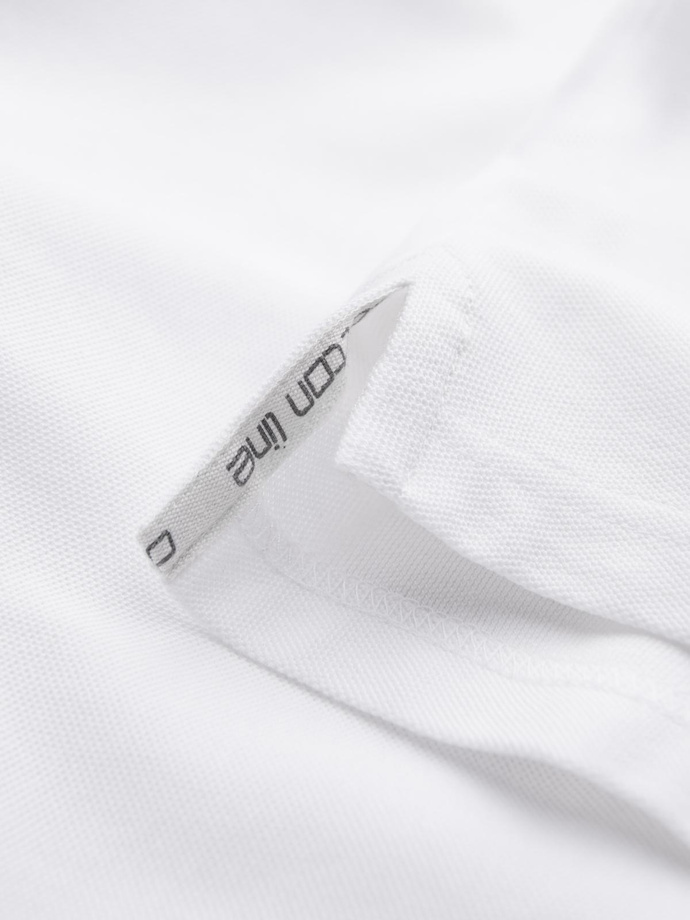 BASIC men's single color pique knit polo shirt - white V4 OM-POBS-0100