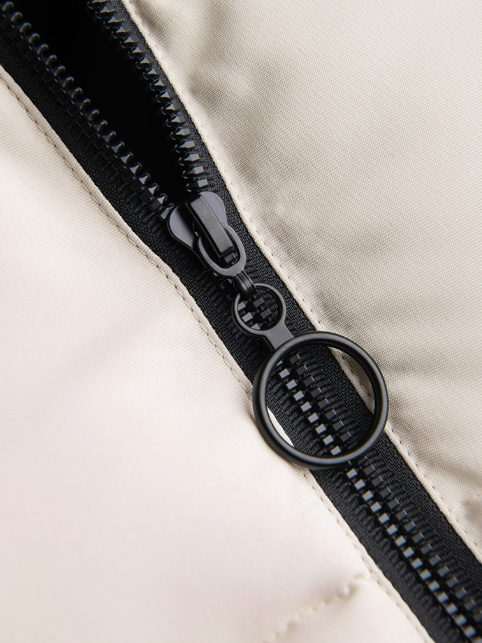 Męski pikowany bezrękawnik w kontrastowych kolorach - kremowy V1 OM-JAVJ-0161