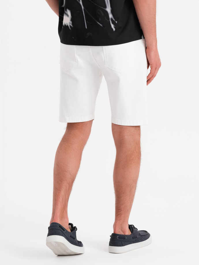 Men's denim shorts with a classic cut - white V1 OM-SRDS-0171
