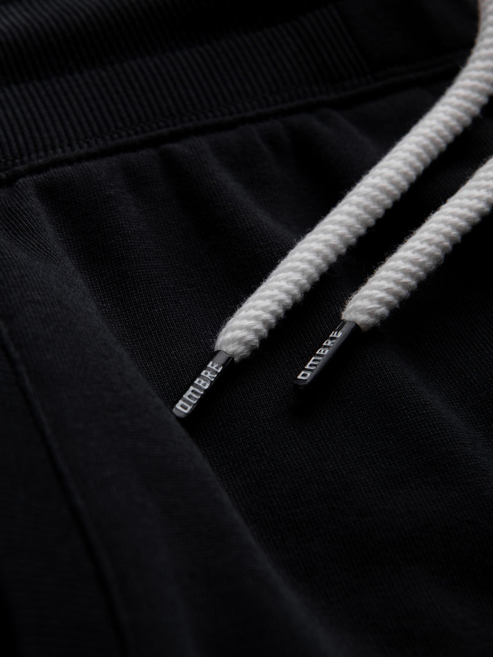 Men's knitted shorts with drawstring and pockets - black V5 OM-SRBS-0139