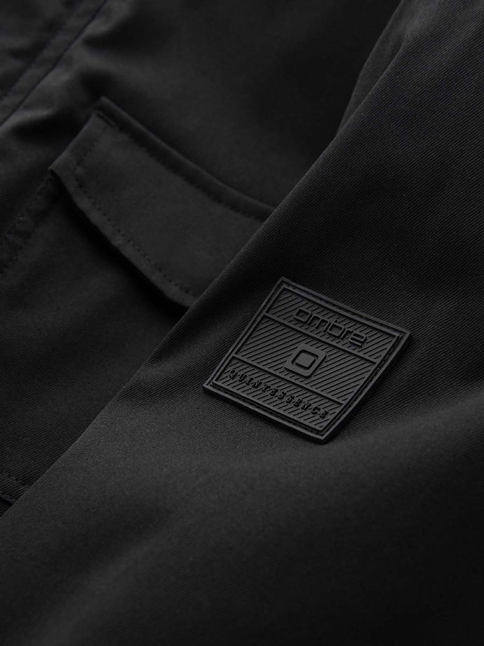 Men's lightweight jacket with high collar and pockets - black V1 OM-JALP-0167