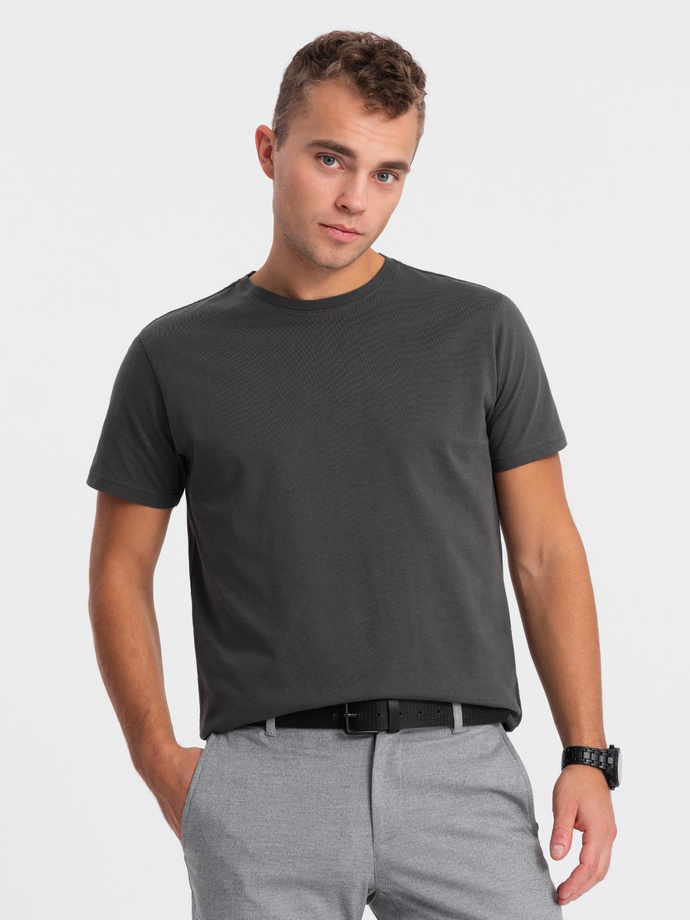 Men's classic cotton BASIC T-shirt - graphite V10 OM-TSBS-0146