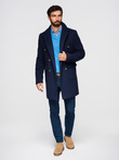 Men's double-breasted coat with decorative buttons - indigo V1 OM-COWC-0109