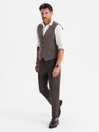 Męska elegancka kamizelka w jodełkę SLIM FIT  - grafitowa V2 OM-BLZV-0143