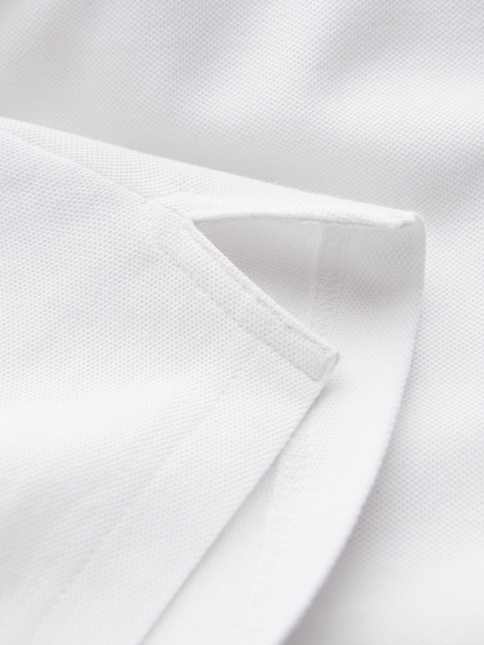 Men's pique knit polo shirt without buttons - white V1 OM-POSS-0110