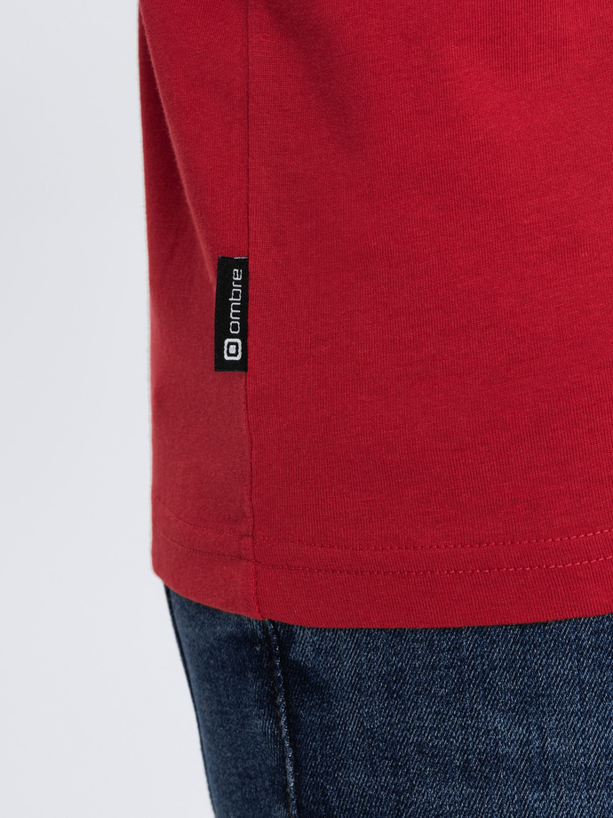 Men's longsleeve with buttons at the neckline - red V7 OM-LSCL-0107