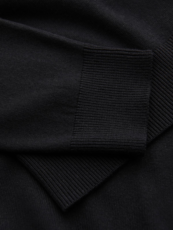 Men's knitted fitted turtleneck with viscose - black V1 OM-SWTN-0101