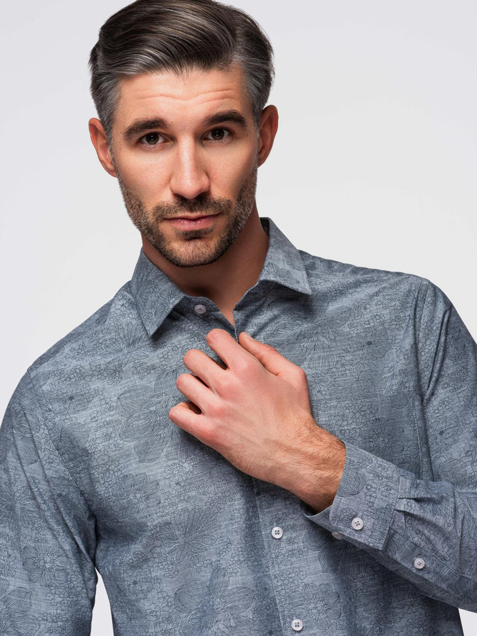 Classic men's flannel cotton plaid shirt - gray V3 OM-SHCS-0157