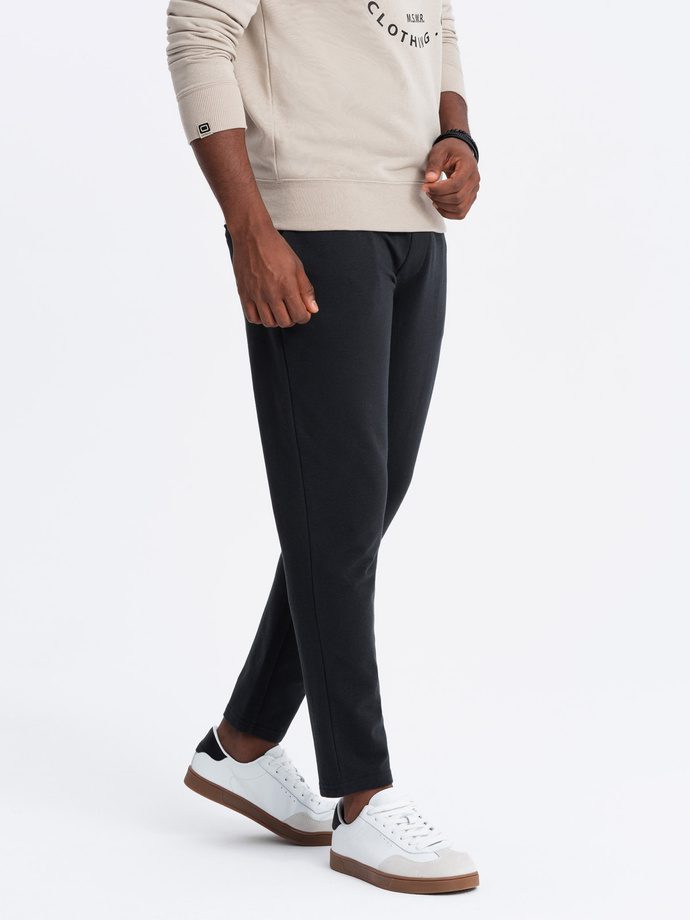 Męskie spodnie dresowe z logotypem – czarne V1 OM-PASK-0167