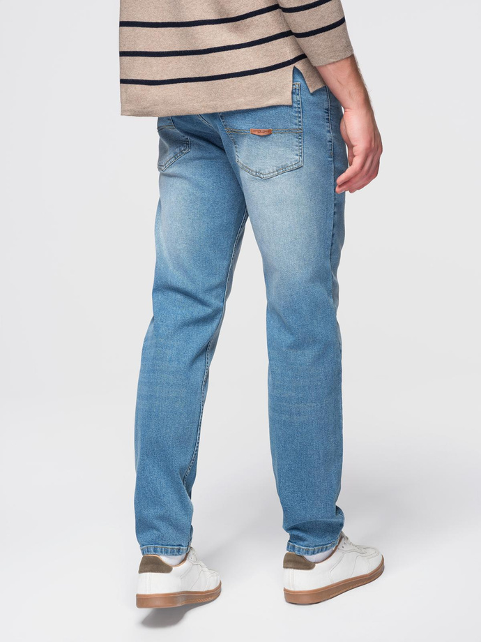 Spodnie męskie jeansowe SLIM FIT z przetarciami - jasnoniebieskie V1 OM-PADP-0255