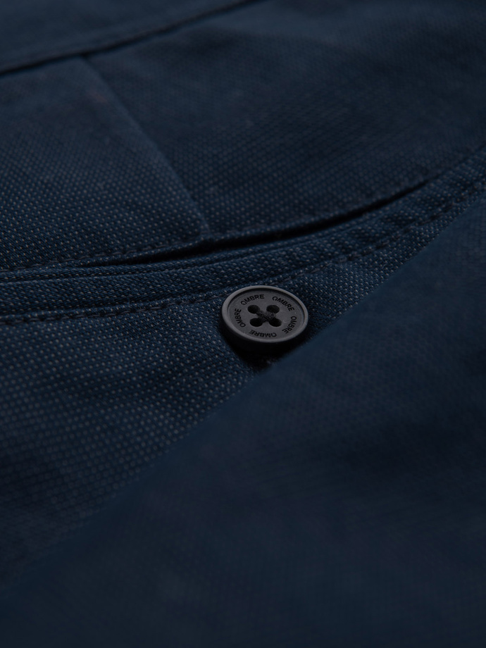 Men's classic chino pants with fine texture - navy blue V3 OM-PACP-0188