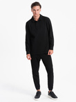 Men's tracksuit set sweatshirt with polo collar + pants - black V8 Z71