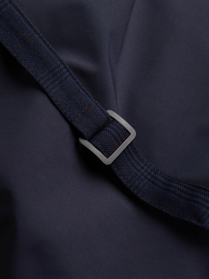 Men's vest without lapels in delicate check - navy blue V1 OM-BLZV-0123