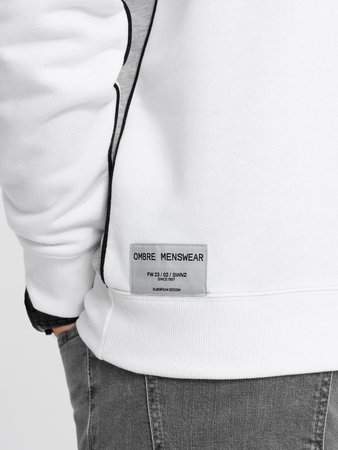 Bluza męska OVERSIZE z kontrastowym łączeniem kolorów - biało-szara V1 B1673