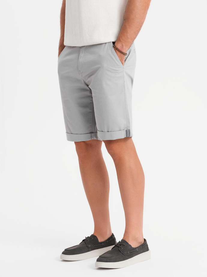 Men's classic chino shorts with rolled up leg - grey V12 OM-SRCS-0197