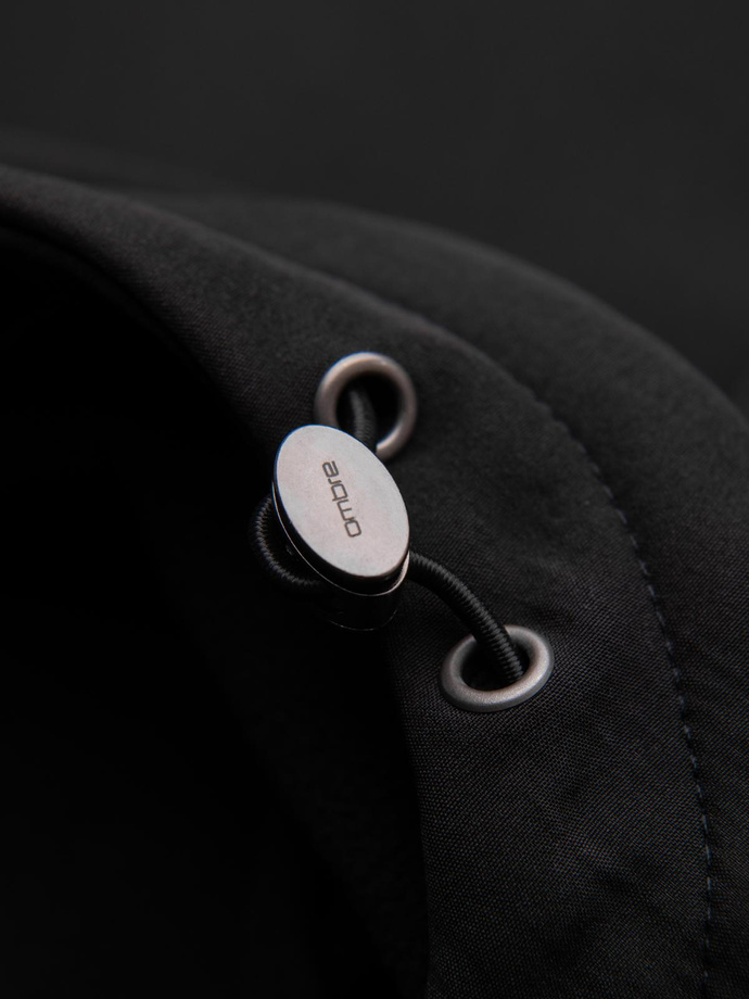 Men's parka coat with fleece lining and waist adjustment - black V2 OM-JAPJ-0314