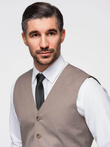 Men's suit vest without lapels - beige V2 OM-BLZV-0112