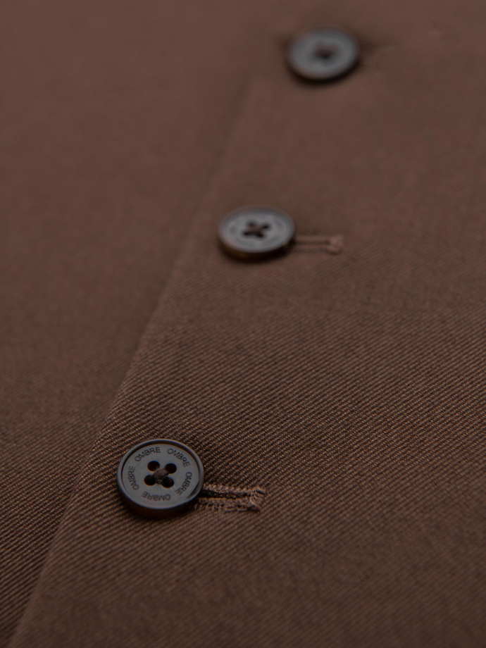 Men's suit vest with classic detailing and lining - brown V2 OM-BLZV-0142