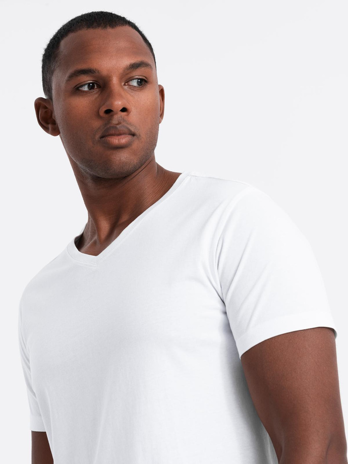Zestaw męskich t-shirtów bawełnianych V-neck BASIC – czarny/biały/granatowy V1 OM-TSBS-0233