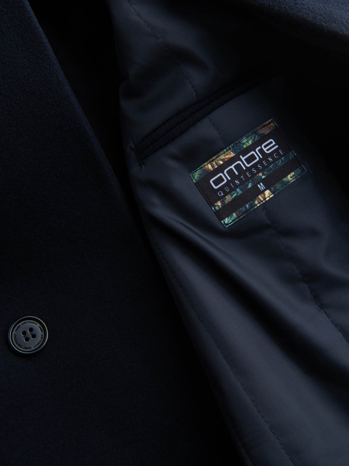 Men's coat with asymmetrical fastening - navy blue V3 OM-COWC-0102