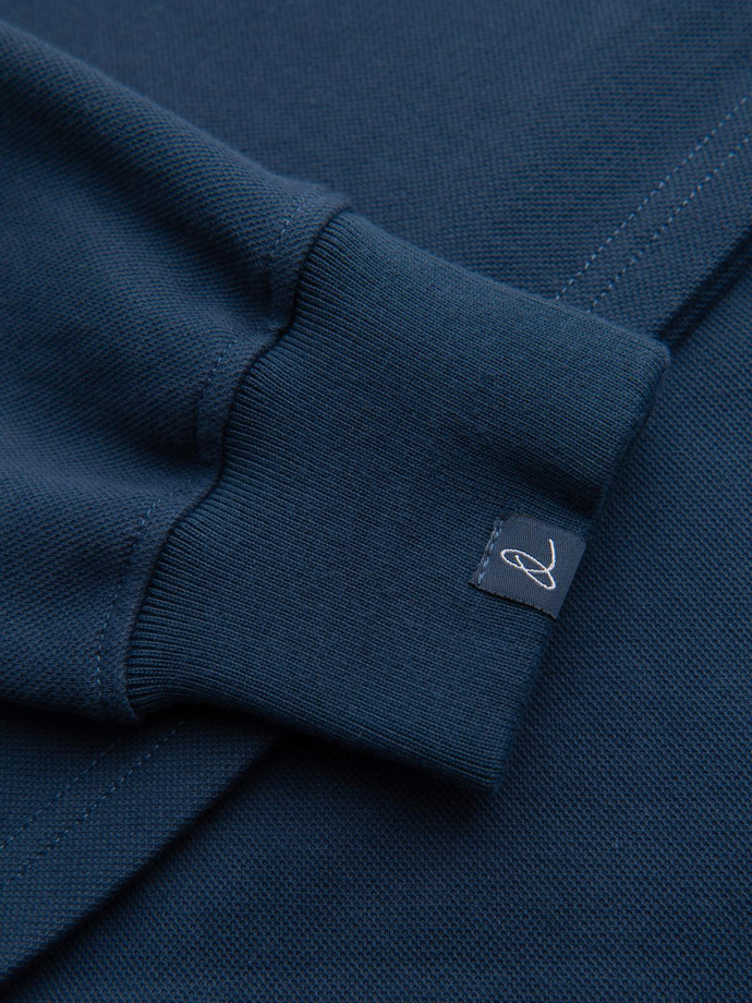 Men's structured knit polo collar sweatshirt - dark blue V5 OM-SSNZ-0149