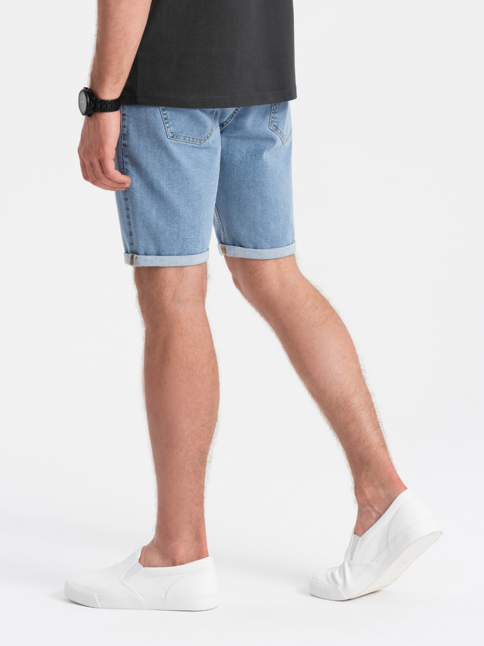 Men's denim shorts with rolled up legs - blue V2 OM-SRDS-0134