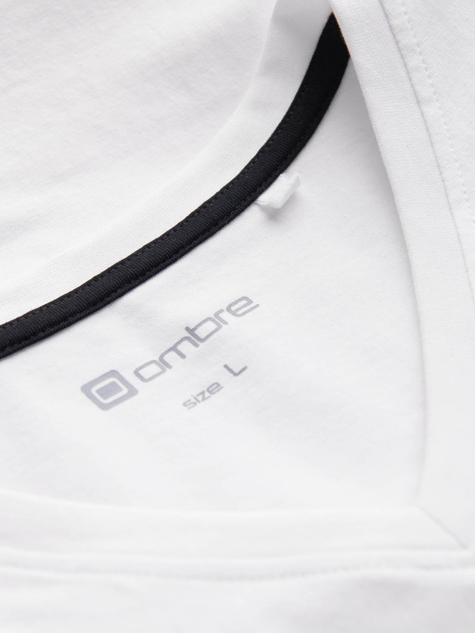 Men's V-NECK T-shirt with elastane - white V1 OM-TSCT-0106
