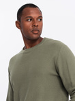 Men's RELAXED FIT knit sweater in diamond weave - olive V4 OM-SWSW-0110