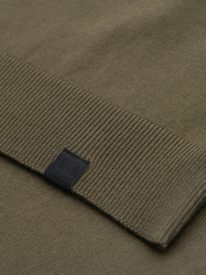 Men's sweater with viscose and spread neckline - olive V1 OM-SWZS-0124