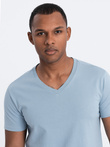 BASIC men's classic cotton T-shirt with a crew neckline - denim V11 OM-TSBS-0145