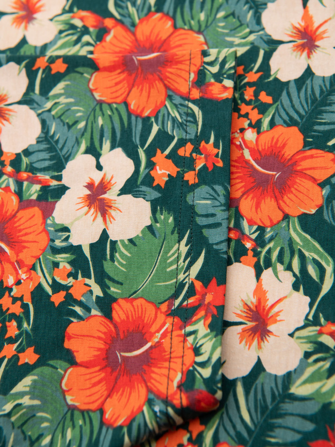 Men's full print floral pattern cotton t-shirt - black V2 OM-TSFP-0249