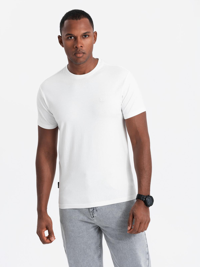Set of men's t-shirts with round neckline - white/navy V1 Z101