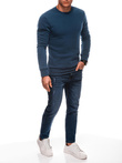 Męska jednolita bluza dresowa round neck BASIC – granatowa V5 EM-SSBN-0100