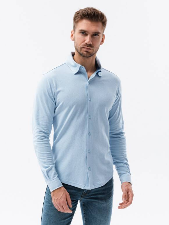 Men's long sleeve knit shirt - blue V3 K540
