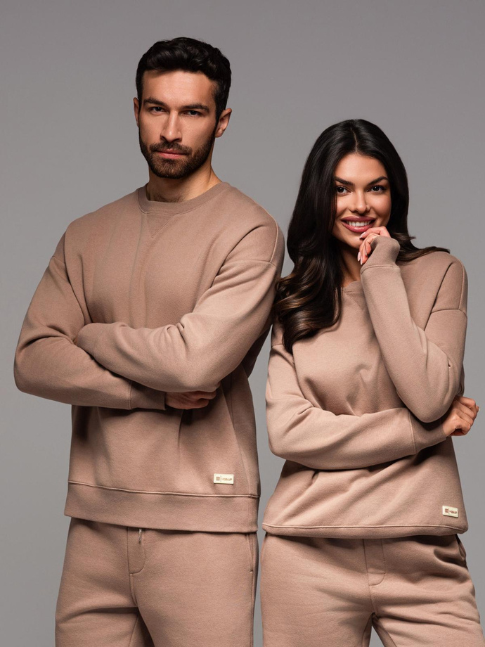 Classic unisex sweatshirt with round neckline - brown V16 OU-SNBC-0104