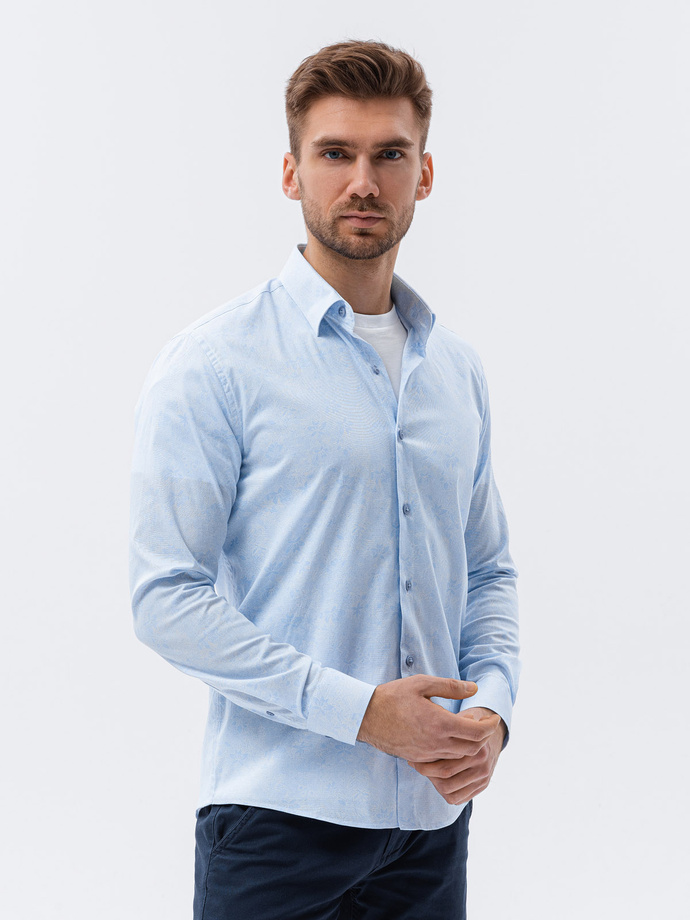 Koszula męska z długim rękawem - błękitna K609